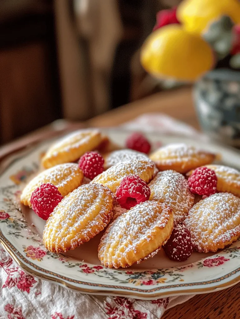 Madeleines, the charming little shell-shaped cakes, are a beloved treat that hails from the picturesque region of Commercy in France. These delightful morsels are as much a staple of French patisserie as they are a symbol of nostalgia for many. Their elegant shape and tender crumb make them perfect for pairing with tea or coffee, or even as a light dessert for special occasions. What sets our Zesty Lemon Raspberry Madeleines apart is their unique flavor combination that infuses the classic madeleine with a refreshing twist. The bright notes of lemon combined with the sweet-tart essence of raspberries elevate this traditional treat to a new level, making them a standout choice for any gathering or simply to enjoy at home.