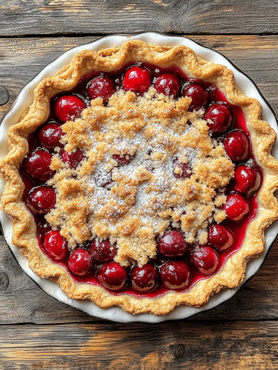 Indulging in a slice of Cherry Crumb Pie Delight is like embracing the essence of summer. This delightful dessert combines the tart juiciness of cherries with a crumbly topping, creating a harmonious blend of flavors and textures. The vibrant red hue of cherries peeking through the golden-brown crumb topping is not only visually appealing but also tantalizes the taste buds. Whether you’re hosting a gathering, celebrating a special occasion, or simply treating yourself to a homemade dessert, this Cherry Crumb Pie Delight is sure to impress your guests and family alike.