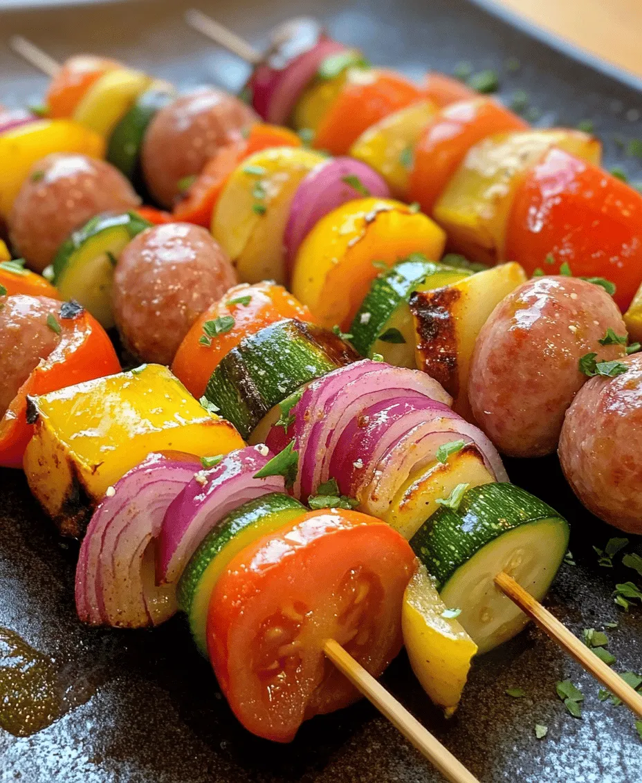 As the summer sun shines brightly and the days stretch longer, there are few things more enjoyable than firing up the grill for a delicious outdoor feast. With the enticing aroma of grilled meats and vegetables wafting through the air, summer grilling becomes a cherished tradition for families and friends alike. Among the myriad of grilling options, <strong>Grilled Brat Kabobs with Marinated Vegetables</strong> stand out as a vibrant, flavorful choice that is sure to please everyone at your gathering.” /></p>
</p>
<h3>Creating the Marinade</h3>
</p>
<p>To elevate the flavors of your Grilled Brat Kabobs with Marinated Vegetables, a well-balanced marinade is essential. This not only infuses the vegetables with flavor but also helps to tenderize them, enhancing the overall taste of the dish. Start by gathering the following ingredients for your marinade:</p>
</p>
<p>– 1/4 cup olive oil</p>
<p>– 2 tablespoons apple cider vinegar</p>
<p>– 1 tablespoon soy sauce</p>
<p>– 2 tablespoons Dijon mustard</p>
<p>– 2 cloves garlic, minced</p>
<p>– 1 teaspoon smoked paprika</p>
<p>– Salt and pepper to taste</p>
<p>– Optional: 1 tablespoon honey or maple syrup for a touch of sweetness</p>
</p>
<p><strong>Steps to Prepare the Marinade:</strong></p>
</p>
<p>1. <strong>Combine Ingredients</strong>: In a medium bowl, whisk together the olive oil, apple cider vinegar, soy sauce, Dijon mustard, minced garlic, smoked paprika, salt, and pepper. If you desire a hint of sweetness, add honey or maple syrup to the mixture.</p>
</p>
<p>2. <strong>Taste and Adjust</strong>: After combining the ingredients, taste the marinade. This is your opportunity to adjust the flavors. If you prefer a tangier profile, add more vinegar. For a deeper flavor, consider adding more soy sauce or mustard.</p>
</p>
<p>3. <strong>Let It Rest</strong>: Allow the marinade to sit for at least 10 minutes. This resting time helps to meld the flavors together, creating a more robust taste that will coat your vegetables beautifully.</p>
</p>
<h3>Marinating the Vegetables</h3>
</p>
<p>Marinating your vegetables is a crucial step in ensuring they soak up the delicious flavors from the marinade. The duration of marination can significantly influence the taste and texture of the vegetables.</p>
</p>
<p><strong>Significance of Marinating Time</strong></p>
</p>
<p>– <strong>Short Marination (15-30 minutes)</strong>: If time is limited, even a quick marination will impart some flavor. However, the vegetables may not be as flavorful or tender.</p>
</p>
<p>– <strong>Optimal Marination (1-2 hours)</strong>: For the best results, aim to marinate for at least one hour. This allows the vegetables to absorb the marinade fully, resulting in a more flavorful outcome.</p>
</p>
<p>– <strong>Extended Marination (4 hours or overnight)</strong>: While not necessary, marinating vegetables overnight in the refrigerator can deepen the flavors and soften the texture, making them even more enjoyable when grilled.</p>
</p>
<p><strong>Marinating Steps:</strong></p>
</p>
<p>1. <strong>Prepare Vegetables</strong>: Cut your chosen vegetables into uniform pieces to ensure even marination. Common choices include bell peppers, zucchini, cherry tomatoes, and red onion.</p>
</p>
<p>2. <strong>Combine with Marinade</strong>: Place the cut vegetables in a large bowl or a resealable plastic bag. Pour the marinade over the vegetables, ensuring they are well-coated.</p>
</p>
<p>3. <strong>Refrigerate</strong>: Seal the bag or cover the bowl with plastic wrap and refrigerate. Remember to turn the bag occasionally or stir the bowl gently to redistribute the marinade.</p>
</p>
<h3>Assembling the Kabobs: Tips for Perfect Skewering</h3>
</p>
<p>Once your vegetables have marinated and your bratwurst is ready, it’s time to assemble the kabobs. Proper skewering ensures even cooking and makes for an appealing presentation.</p>
</p>
<p><strong>Steps for Assembling Kabobs:</strong></p>
</p>
<p>1. <strong>Choose Skewers</strong>: You can use either metal or wooden skewers. If using wooden skewers, soak them in water for at least 30 minutes before grilling to prevent burning.</p>
</p>
<p>2. <strong>Threading the Ingredients</strong>: Start with a piece of bratwurst, followed by a piece of marinated vegetable. Alternate between the bratwurst and vegetables, creating a visually appealing pattern. This not only looks great but also ensures that every bite has a mix of flavors.</p>
</p>
<p>3. <strong>Leave Space</strong>: Avoid packing the ingredients too tightly. Leaving a little space between each piece allows heat to circulate, cooking everything evenly and helping the vegetables retain their crunch.</p>
</p>
<h3>Grilling Techniques for Optimal Results</h3>
</p>
<p>Now that your kabobs are assembled, it’s time to fire up the grill. Proper grilling techniques will ensure that your bratwurst is fully cooked while your vegetables remain tender-crisp and flavorful.</p>
</p>
<p><strong>Grilling Steps:</strong></p>
</p>
<p>1. <strong>Preheat the Grill</strong>: Preheat your grill to medium-high heat (around 400°F to 450°F). This temperature range is ideal for cooking bratwurst thoroughly while allowing vegetables to grill perfectly.</p>
</p>
<p>2. <strong>Oil the Grill Grates</strong>: To prevent sticking, lightly oil the grill grates with a paper towel dipped in vegetable oil or use a non-stick grilling spray.</p>
</p>
<p>3. <strong>Place Kabobs on the Grill</strong>: Arrange your kabobs on the grill. Avoid moving them too much in the beginning; let them sear for about 4-5 minutes on one side.</p>
</p>
<p>4. <strong>Rotate and Cook</strong>: After the initial sear, rotate the kabobs a quarter turn to create grill marks. Continue grilling for an additional 4-5 minutes on each side. The bratwurst should reach an internal temperature of 160°F, and the vegetables should be crisp-tender.</p>
</p>
<p>5. <strong>Remove and Rest</strong>: Once cooked, remove the kabobs from the grill and let them rest for a few minutes. This allows the juices to redistribute within the bratwurst, ensuring a juicy bite.</p>
</p>
<h3>Serving Suggestions for Grilled Brat Kabobs</h3>
</p>
<p>The fun doesn’t end with grilling; how you serve your Grilled Brat Kabobs can enhance the meal experience significantly. Here are some delightful serving suggestions:</p>
</p>
<p>1. <strong>Dipping Sauces</strong>: Offer a variety of dipping sauces to complement your kabobs. Options include mustard, barbecue sauce, or a tangy yogurt sauce with herbs. These can elevate the flavors and add an exciting twist.</p>
</p>
<p>2. <strong>On a Bed of Rice</strong>: Serve kabobs over a bed of fluffy rice. This not only makes for a hearty meal but also absorbs any extra marinade that drips off the kabobs, adding flavor to every bite.</p>
</p>
<p>3. <strong>Pair with Grilled Potatoes</strong>: For a complete meal, serve your kabobs alongside grilled or roasted potatoes seasoned with herbs. The starchy side balances the meal and creates a fulfilling plate.</p>
</p>
<p>4. <strong>Fresh Salad</strong>: A light, fresh salad can accompany the kabobs beautifully. Consider a simple mixed greens salad with a vinaigrette to cleanse the palate.</p>
</p>
<h3>Nutritional Benefits of Grilled Kabobs</h3>
</p>
<p>Grilled Brat Kabobs with Marinated Vegetables are not just delicious; they also offer several nutritional benefits. Here’s a breakdown of what makes this dish a healthy choice:</p>
</p>
<p>– <strong>Bratwurst</strong>: While bratwurst is a type of sausage, it can provide a good source of protein, essential for muscle repair and growth. Opt for leaner varieties made from chicken or turkey to lower the fat content.</p>
</p>
<p>– <strong>Vegetables</strong>: The star of this dish is the array of marinated vegetables. They are packed with vitamins, minerals, and antioxidants, contributing to overall health. For example, bell peppers are rich in vitamin C, while zucchini provides fiber.</p>
</p>
<p>– <strong>Healthy Fats</strong>: The olive oil used in the marinade adds healthy monounsaturated fats, which are beneficial for heart health when consumed in moderation.</p>
</p>
<h3>Conclusion</h3>
</p>
<p>Making Grilled Brat Kabobs with Marinated Vegetables is a delightful culinary adventure that can elevate any gathering or meal. The combination of flavorful bratwurst and vibrant, marinated vegetables creates a dish that is not only visually appealing but also packed with taste and nutritional benefits.</p>
</p>
<p>Whether you’re hosting a barbecue or enjoying a quiet dinner at home, these kabobs bring people together around the grill, creating lasting memories and delicious meals. So fire up your grill, gather your friends and family, and enjoy the wonderful experience of grilling these kabobs. With each bite, you’ll savor the delightful flavors and the joy of sharing great food with loved ones.</p>
		</div>

				<footer class=