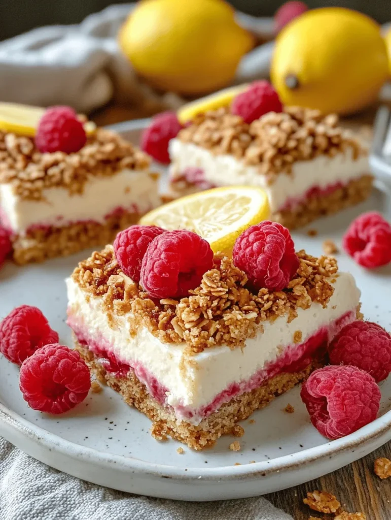 When it comes to desserts, few combinations are as delightful as the harmonious blend of tart lemon and sweet raspberry. These two vibrant flavors create an irresistible balance that not only tantalizes the taste buds but also offers a refreshing twist to any sweet treat. Enter the Lemon Raspberry Cheesecake Crunch Bars—a perfect fusion of creamy cheesecake, zesty lemon, and the bright burst of raspberries, all nestled atop a crunchy, buttery crust. This dessert is not just a feast for the palate; it's a visual delight that can elevate any occasion, from summer picnics to elegant dinner parties.