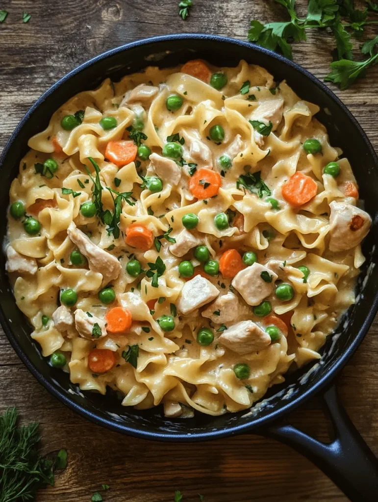 Creamy Chicken Pot Pie Noodle Skillet is a delightful culinary creation that brings the beloved flavors of traditional chicken pot pie into a quick and convenient one-pan meal. Imagine a comforting dish that combines tender chicken, savory vegetables, and creamy sauce, all nestled among soft, cooked egg noodles. This dish not only satisfies the taste buds but also warms the heart, making it perfect for cozy family dinners or casual gatherings.