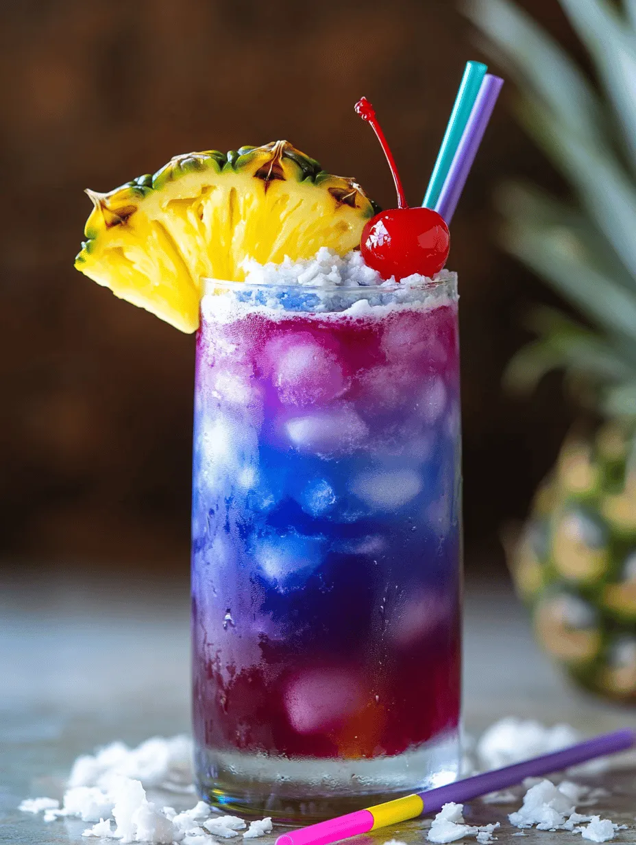 The Jamaican Purple Rain Cocktail is a vibrant and visually stunning drink that encapsulates the essence of the Caribbean. Known for its eye-catching gradient of colors and refreshing flavors, this cocktail is a favorite among those looking to experience a taste of Jamaica's tropical paradise. The blend of fruity flavors combined with the smoothness of rum makes this cocktail perfect for summer gatherings, beach parties, or simply lounging by the pool.