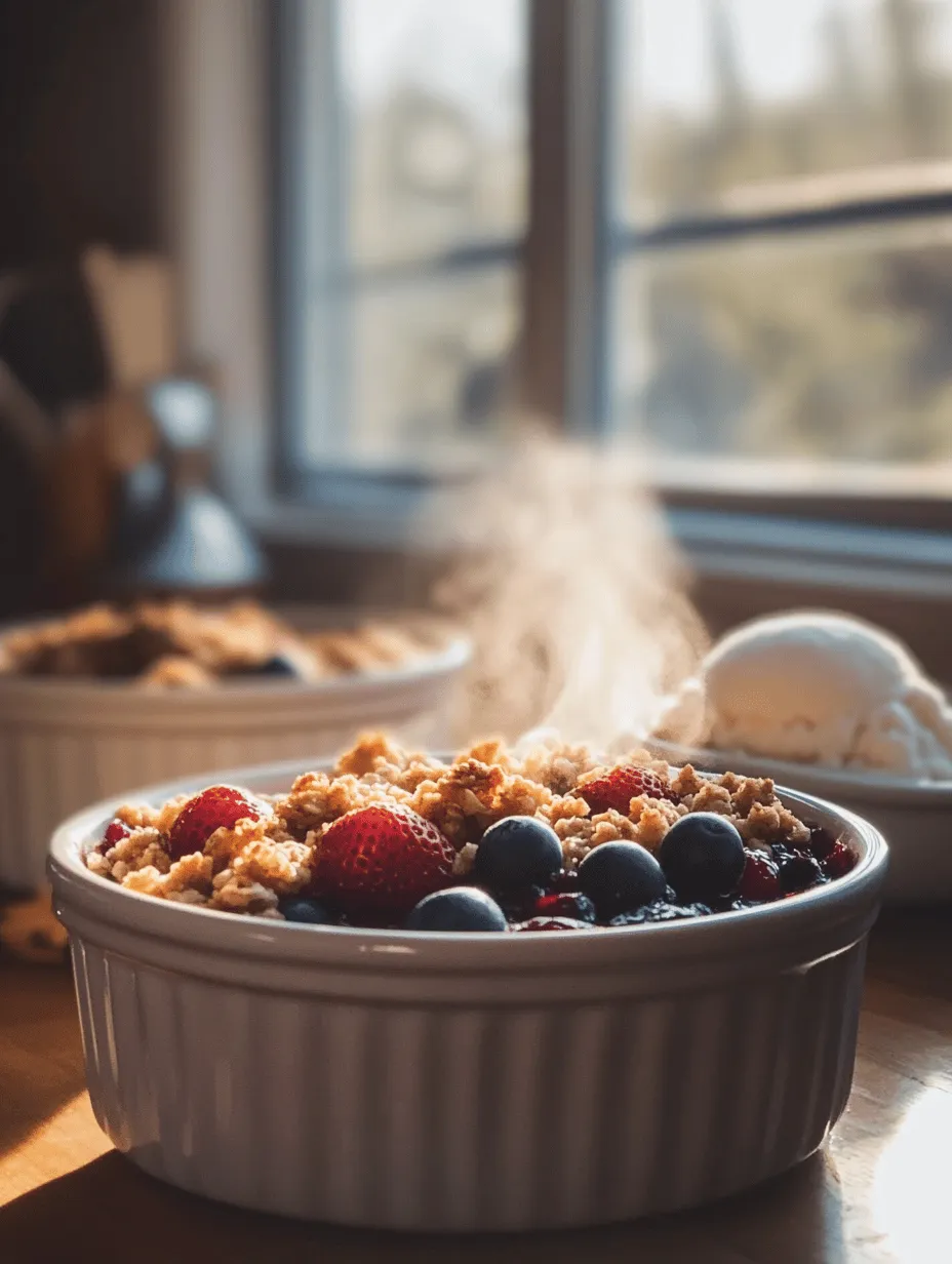 The grape and berry crumble is a delightful dessert that beautifully celebrates the natural sweetness of seasonal fruits. Bursting with vibrant flavors and textures, this dish combines the juicy succulence of red grapes, the bright tartness of strawberries, and the rich depth of blueberries—all enveloped in a crispy, buttery topping. Crumbles have long been a beloved dessert in various culinary traditions, cherished for their comforting ease and versatility. Whether served warm with a scoop of vanilla ice cream or enjoyed cool with a dollop of whipped cream, a grape and berry crumble is sure to please any palate.