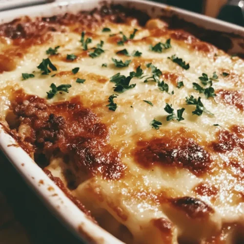 When it comes to comforting, hearty meals, few dishes can compare to Cheesy Baked Mostaccioli. This delightful pasta dish is not only a crowd-pleaser but also perfect for family gatherings, potlucks, or even a cozy weeknight dinner. Picture layers of al dente pasta enveloped in a rich, savory meat sauce and generously topped with a blend of creamy cheeses that melt into a bubbly, golden topping. It’s the kind of dish that warms both the heart and the stomach, making it an instant favorite among both children and adults.