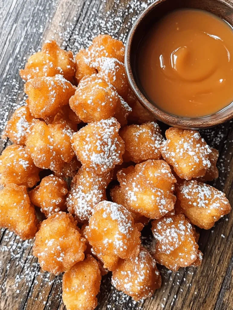 To create the perfect Sweet & Spicy Apple Fritter Bites, start by mixing your dry ingredients. This step is crucial as it establishes the foundation for texture and flavor. In a large mixing bowl, combine all-purpose flour, granulated sugar, baking powder, cinnamon, nutmeg, and a pinch of salt. The sugar not only sweetens but also contributes to the structure, while the baking powder ensures your fritters rise and remain fluffy.