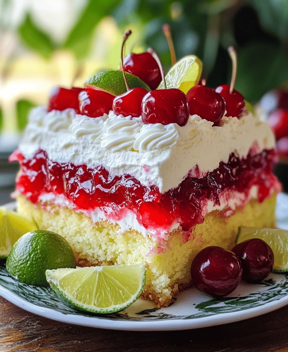 Poke cakes have taken the dessert world by storm, delighting taste buds with their unique texture and burst of flavors. This innovative cake style involves baking a cake, poking holes in it, and then soaking it with delicious syrups or fillings, allowing the flavors to meld beautifully. One standout in the poke cake family is the Cherry Limeade Poke Cake, a vibrant treat that captures the essence of summer with its refreshing cherry and lime flavors. Perfect for family gatherings, picnics, or any festive occasion, this cake not only tastes incredible but also boasts a stunning visual appeal that will impress your guests.