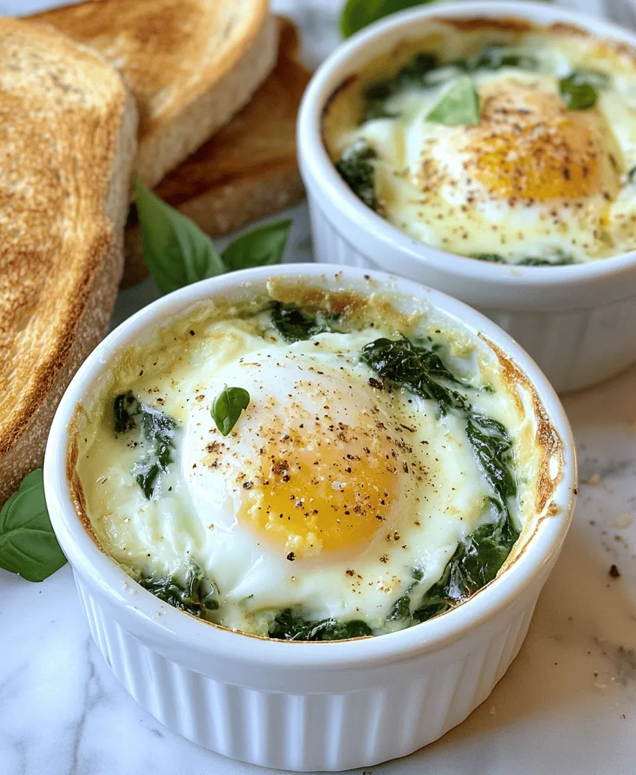The magic of Baked Eggs Florentine lies in its simple yet nutritious ingredients. Each component contributes not only to the flavor but also to the overall health benefits of the dish. Let’s take a closer look at the key ingredients that make this recipe so special: