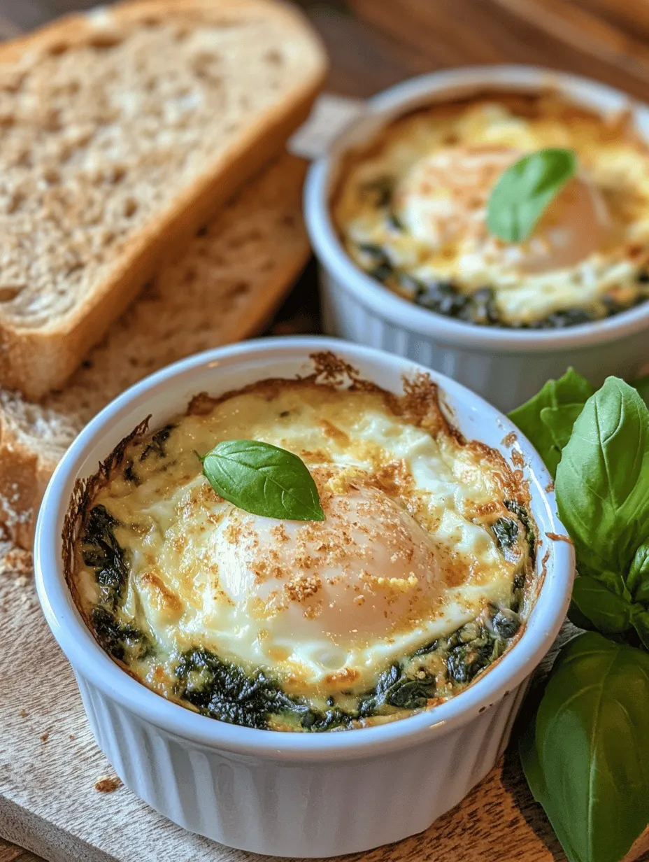 The magic of Baked Eggs Florentine lies in its simple yet nutritious ingredients. Each component contributes not only to the flavor but also to the overall health benefits of the dish. Let’s take a closer look at the key ingredients that make this recipe so special: