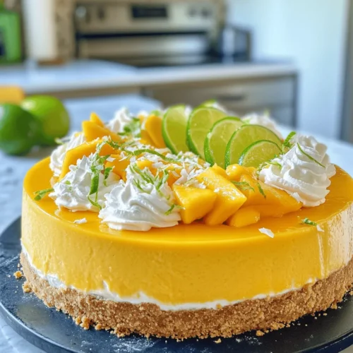 Mango Lime Cheesecake is a delightful dessert that beautifully merges the creamy richness of traditional cheesecake with the tropical flavors of ripe mango and tart lime. This dessert is not only visually stunning but also offers a refreshing taste that can brighten up any occasion. Whether you’re hosting a summer barbecue, celebrating a birthday, or looking for the perfect dish to bring to a holiday gathering, this cheesecake is sure to impress your guests and tantalize their taste buds.