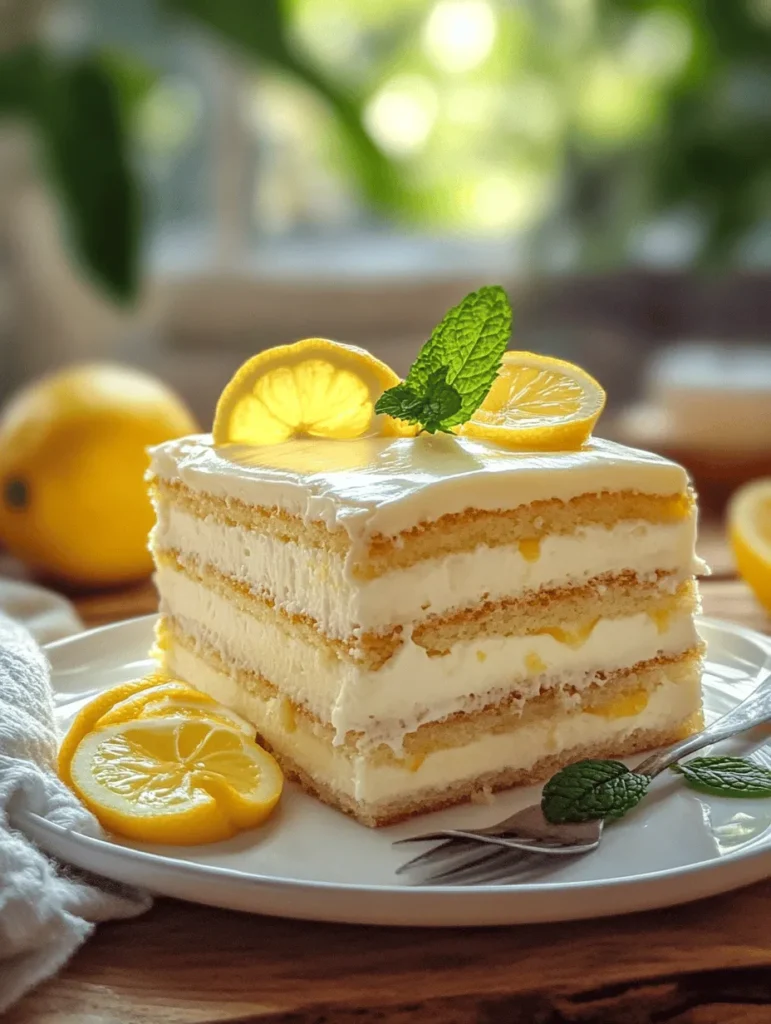 Italian desserts have long been celebrated for their vibrant flavors and elegant presentation, and the Italian Lemon Cream Cake Delight is no exception. This exquisite cake combines the zesty brightness of fresh lemons with the rich creaminess of mascarpone and heavy whipping cream, making it a standout choice for any gathering. Whether you are hosting a summer barbecue, celebrating a special occasion, or simply indulging in a delightful treat, this cake offers a refreshing balance of sweetness and tartness that is sure to impress.