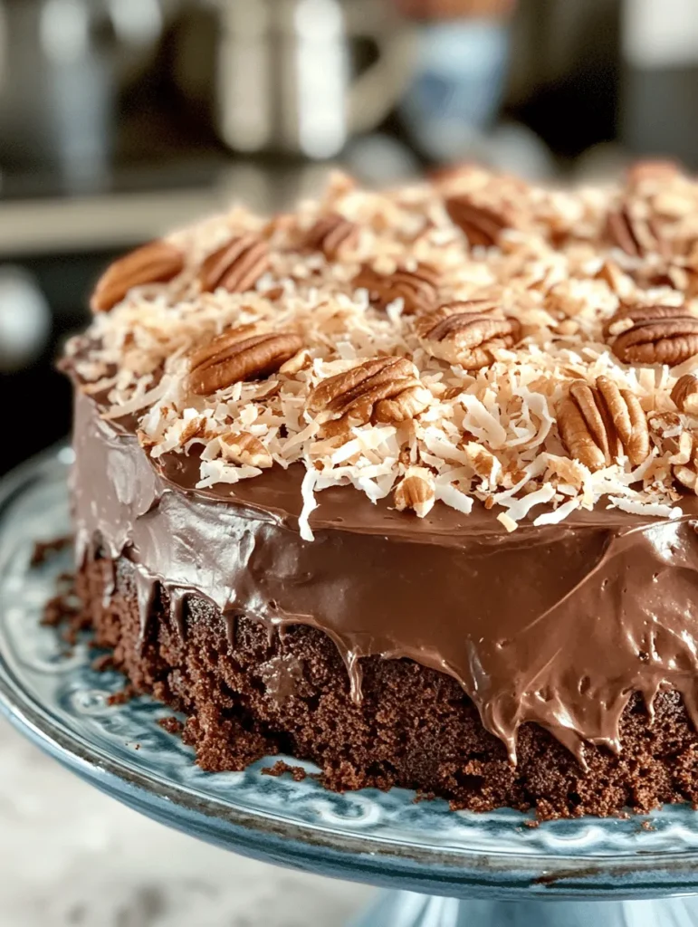 German chocolate cake is a beloved dessert that has captured the hearts and taste buds of many. Despite its name, this cake does not originate from Germany; rather, it is named after an American named Samuel German, who developed a dark-baking chocolate for the Baker's Chocolate Company in 1852. The cake features layers of rich chocolate sponge, complemented by a luscious filling and topped with a delightful coconut-pecan frosting. Its unique combination of flavors and textures makes it a perennial favorite at celebrations and gatherings.