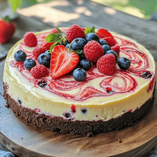 The Berry Swirl Cheesecake is not just a dessert; it's an experience. This delightful treat boasts a creamy filling swirled with a medley of fresh berries, creating a beautiful mosaic of colors and flavors. The combination of the rich, smooth cheesecake and the tartness of the berries results in a dessert that is both indulgent and refreshing. This dessert is perfect for various occasions, whether it's a summer barbecue, a festive holiday gathering, or simply a personal treat after a long day.