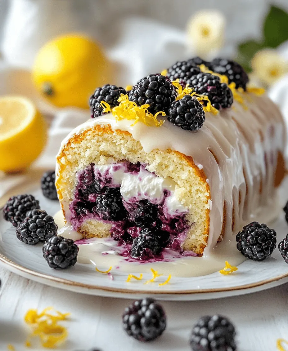 If you're looking for a delightful dessert that combines elegance with refreshing flavors, look no further than a cake roll. This visually stunning dessert not only captures the essence of summer but also serves as a versatile option for various occasions, from casual family gatherings to fancy garden parties. The <strong>Refreshing Lemon and Blackberry Cake Roll</strong> is a perfect representation of this, showcasing a light and fluffy sponge cake rolled around a luscious blackberry filling and brightened with the zesty notes of lemon.” /></p>
</p>
<h3>Tips on Cooling the Cake to Maintain Its Shape</h3>
</p>
<p>After baking your lemon and blackberry cake, the cooling process is crucial for maintaining its shape and preventing any collapse. As soon as the cake is out of the oven, carefully remove it from the baking pan and place it on a wire rack. Cooling it on a wire rack allows air to circulate around the cake, preventing moisture from building up underneath.</p>
</p>
<p>To further ensure that the cake retains its form, allow it to cool in the pan for about 10 minutes before transferring it. Once it has cooled sufficiently, flip the cake onto a clean kitchen towel dusted with powdered sugar. This step is important as it helps create a barrier that will make rolling easier and prevents sticking. Let the cake cool completely, about 30 minutes, before proceeding to the next steps of making the filling and assembling your cake roll.</p>
</p>
<h3>Making the Filling</h3>
</p>
<p>The filling for your lemon and blackberry cake roll is a vital component that enhances its flavor and texture. Start by gathering the following ingredients: heavy cream, powdered sugar, vanilla extract, and fresh blackberries. The heavy cream provides a rich, creamy base; the powdered sugar sweetens the filling; and the vanilla adds a fragrant note that complements the lemon and blackberries.</p>
</p>
<p><strong>Instructions on Whipping Cream to the Correct Consistency</strong></p>
</p>
<p>Pour the heavy cream into a large mixing bowl. For best results, ensure that your mixing bowl and beaters are chilled, as this helps the cream whip faster and to a greater volume. Start by whipping the cream on low speed to prevent splattering, gradually increasing to medium-high speed. Continue whipping until soft peaks form—this means that when you lift the beaters, the cream should hold a soft shape but still be smooth and creamy.</p>
</p>
<p>Once you reach the soft peak stage, add in the powdered sugar and vanilla extract. Continue to whip the cream until you reach stiff peaks, which means the cream will hold its shape firmly when lifted. Take care not to over-whip, as this can lead to a grainy texture or even butter formation.</p>
</p>
<p><strong>Importance of Gently Folding in Blackberries to Preserve Their Texture</strong></p>
</p>
<p>Once your whipped cream is ready, it’s time to gently fold in the blackberries. Rinse the blackberries under cold water and pat them dry with a paper towel. Fresh berries add vibrant flavor and a beautiful look to your filling. Use a spatula to carefully fold the blackberries into the whipped cream mixture. This folding technique is essential—mixing too vigorously can break the berries and lead to a less appealing filling. Aim to keep the berries intact while ensuring they are evenly distributed throughout the cream.</p>
</p>
<h3>Assembling the Cake Roll</h3>
</p>
<p>Now that you have your cooled cake and filling prepared, it’s time to assemble your cake roll.</p>
</p>
<p><strong>Guidelines for Spreading the Filling Evenly</strong></p>
</p>
<p>Lay the cooled cake on the prepared towel, ensuring that the top of the cake is facing up. With a spatula, carefully spread the whipped cream filling over the surface of the cake, leaving a small border around the edges. This border is important because it prevents the filling from spilling out when you roll the cake. Aim for an even layer to ensure a consistent flavor in every bite.</p>
</p>
<p><strong>Tips for Rolling the Cake Without the Towel and Maintaining a Tight Roll for Presentation</strong></p>
</p>
<p>Once your filling is spread, it’s time to roll the cake. Start at one end of the cake and, using the towel to help guide it, gently lift and roll the cake away from you. The towel makes it easier to create a tight roll, but if you prefer to avoid using it, you can simply roll the cake by hand. Make sure to roll it tightly but not too tightly, as you want to avoid cracking the cake. It’s okay if the cake cracks a little at the edges; just try to keep the roll as tight as possible for presentation.</p>
</p>
<p>Once rolled, place the seam side down on a serving platter. It’s best to let the cake roll rest for about 30 minutes in the refrigerator before adding the lemon glaze, as this allows the filling to set and makes slicing easier.</p>
</p>
<h3>Preparing the Lemon Glaze</h3>
</p>
<p>The lemon glaze adds the perfect finishing touch to your cake roll, enhancing its flavor and visual appeal.</p>
</p>
<p><strong>Instructions for Achieving the Right Consistency for the Glaze</strong></p>
</p>
<p>To make the glaze, whisk together powdered sugar and fresh lemon juice in a bowl. Start with a cup of powdered sugar and gradually add lemon juice until you reach a smooth, pourable consistency. If the glaze is too thick, add a bit more lemon juice; if it’s too thin, add more powdered sugar. The right consistency should allow the glaze to drizzle elegantly over the cake without running off entirely.</p>
</p>
<p><strong>Importance of Glaze for Adding Flavor and Visual Appeal</strong></p>
</p>
<p>The lemon glaze not only adds a zesty flavor that complements the blackberries and cake but also gives your dessert a beautiful shine. Pour the glaze over the top of the chilled cake roll, allowing it to drip down the sides for a stunning presentation. You can use a spatula to gently spread it if needed, but let some of it drip naturally for a more rustic look.</p>
</p>
<h3>Serving Suggestions</h3>
</p>
<p>When it comes to serving your refreshing lemon and blackberry cake roll, presentation and pairing can elevate the experience even further.</p>
</p>
<p><strong>Ideas for Garnishing the Cake Roll with Whole Blackberries and Lemon Zest</strong></p>
</p>
<p>For a beautiful finish, garnish the top of the cake roll with whole blackberries and a sprinkle of lemon zest. This not only enhances the visual appeal but also provides a hint of the flavors within. Using a microplane or fine grater, zest a lemon over the top just before serving to add that extra pop of citrus aroma.</p>
</p>
<p><strong>Discussing the Best Ways to Slice and Serve the Cake</strong></p>
</p>
<p>To slice the cake roll, use a serrated knife for the cleanest cuts. Start from one end and cut into 1-inch thick slices, ensuring you get a bit of filling and cake in each piece. This cake roll is best served chilled, so keep it refrigerated until serving time.</p>
</p>
<p><strong>Suggestions on Pairing the Cake Roll with Beverages for a Complete Experience</strong></p>
</p>
<p>Pair your lemon and blackberry cake roll with refreshing beverages such as iced tea, lemonade, or even a sparkling water infused with lemon slices. The bright acidity of these drinks complements the flavors of your dessert beautifully, making for a delightful experience.</p>
</p>
<h3>Storage Tips</h3>
</p>
<p>Proper storage is essential to keep your lemon and blackberry cake roll fresh and delicious.</p>
</p>
<p><strong>Information on How to Store Leftovers Properly to Maintain Freshness</strong></p>
</p>
<p>If you have any leftovers, store the cake roll in an airtight container in the refrigerator. This will help maintain its moisture and texture. If you expect to keep it for more than a day, you can also wrap it tightly in plastic wrap before placing it in the container.</p>
</p>
<p><strong>Discuss the Cake Roll’s Shelf Life and Whether it Can Be Frozen</strong></p>
</p>
<p>The cake roll is best enjoyed within three to four days of making it. If you want to store it longer, you can freeze it. To freeze, wrap the cake roll tightly in plastic wrap and then in aluminum foil. It can be frozen for up to two months. When ready to enjoy, thaw it in the refrigerator overnight before serving.</p>
</p>
<h3>Conclusion</h3>
</p>
<p>Creating and serving a lemon and blackberry cake roll is a joyous experience that combines vibrant flavors with a stunning presentation. This recipe’s simplicity allows anyone to achieve impressive results, making it a perfect choice for gatherings, celebrations, or simply treating yourself on a sunny afternoon. The combination of zesty lemon, sweet blackberries, and creamy filling is sure to delight your family and friends. Embrace the flavors of summer and enjoy this delightful dessert, bringing a touch of brightness to your table.</p>
<div id=