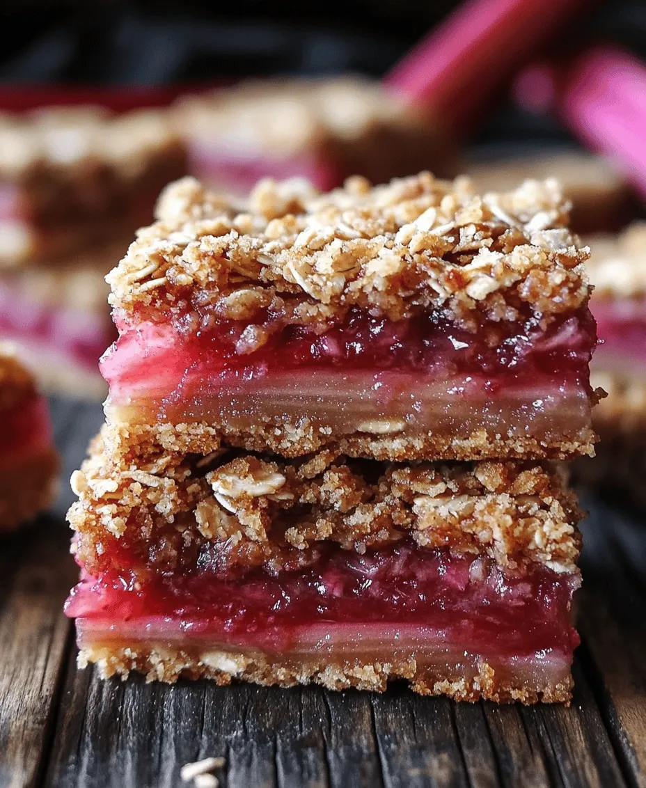 If you're searching for a delightful dessert that beautifully marries the tartness of rhubarb with the wholesome goodness of oats, look no further than these Delicious Oatmeal Rhubarb Bars. This recipe offers a perfect blend of flavors and textures, creating a treat that is not only satisfying but also a feast for the senses. The crisp, chewy oat crust pairs wonderfully with the sweet and tangy rhubarb filling, making these bars a favorite among dessert lovers and a fantastic choice for any occasion, from family gatherings to coffee breaks.
