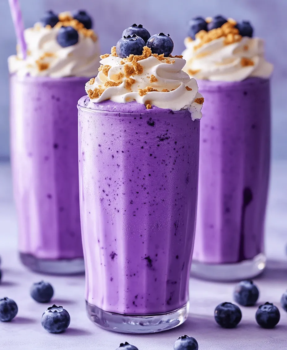 Indulge your senses with the delightful Blueberry Bliss Cheesecake Milkshake, a creamy concoction that marries the luscious taste of fresh blueberries with the rich essence of classic cheesecake. This milkshake isn't just another dessert; it’s a celebration of flavor and texture that encapsulates the essence of summer berries while providing a nostalgic nod to the beloved cheesecake dessert. With its vibrant purple hue and inviting aroma, it’s the perfect treat to cool down on a hot day or to satisfy your sweet cravings any time of year.