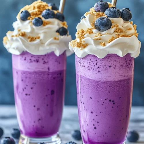 Indulge your senses with the delightful Blueberry Bliss Cheesecake Milkshake, a creamy concoction that marries the luscious taste of fresh blueberries with the rich essence of classic cheesecake. This milkshake isn't just another dessert; it’s a celebration of flavor and texture that encapsulates the essence of summer berries while providing a nostalgic nod to the beloved cheesecake dessert. With its vibrant purple hue and inviting aroma, it’s the perfect treat to cool down on a hot day or to satisfy your sweet cravings any time of year.