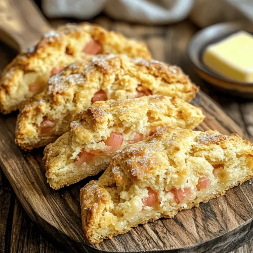 Welcome to the delightful world of baking, where the aroma of freshly baked goods can transform any ordinary day into an extraordinary experience. Today, we are excited to share a recipe that perfectly encapsulates the essence of springtime and the joy of using seasonal ingredients: Tangy Delight Rhubarb Scones. These delicious treats bring together the unmistakable tartness of rhubarb and the soft, buttery texture of a classic scone, making them a perfect addition to your breakfast table, a delightful brunch offering, or an elegant afternoon tea treat.
