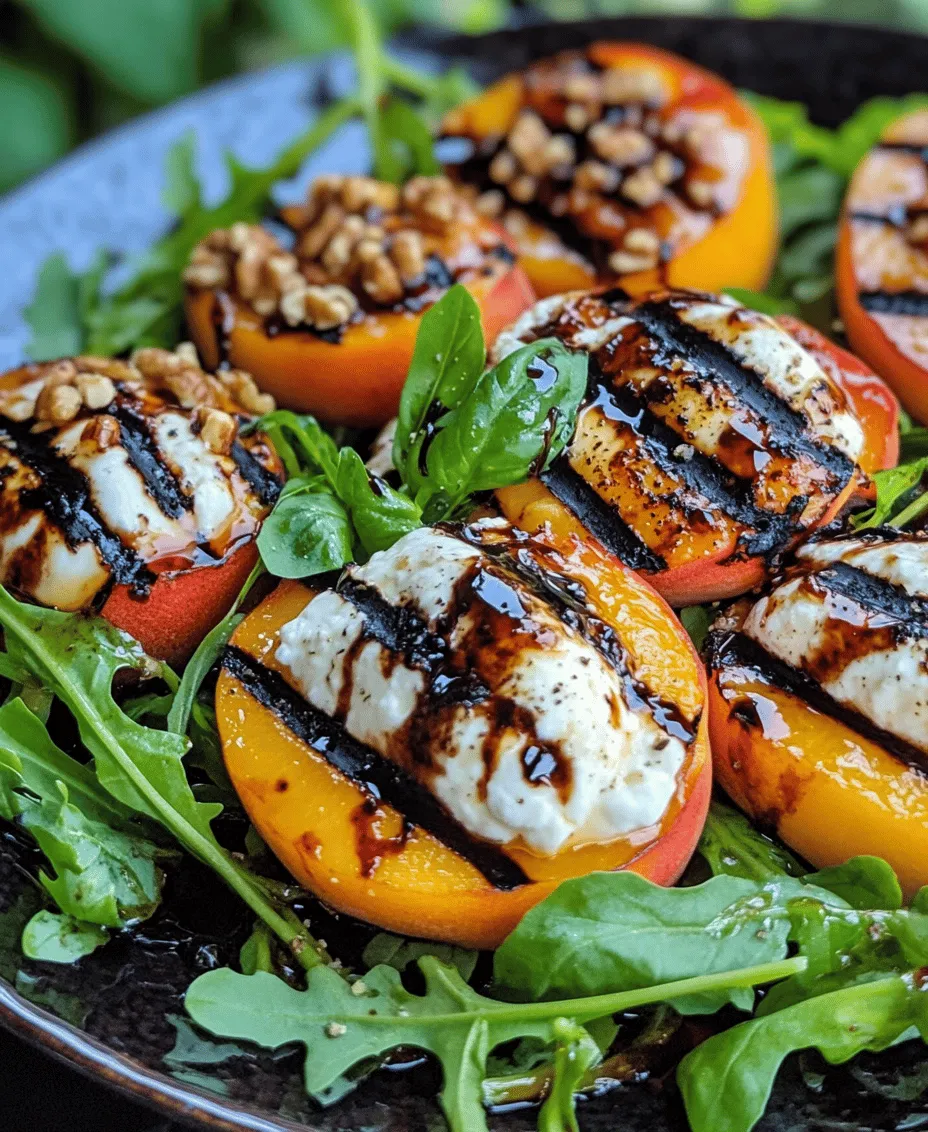 Peaches are the star of this summer salad. Their sweet, juicy flesh not only adds a burst of flavor but also a beautiful golden hue that enhances the dish’s visual appeal. Peaches are a stone fruit, belonging to the genus Prunus, which also includes cherries, plums, and almonds. Their rich flavor profile makes them an ideal candidate for grilling, as the heat caramelizes their natural sugars, intensifying their sweetness and creating a smoky depth.