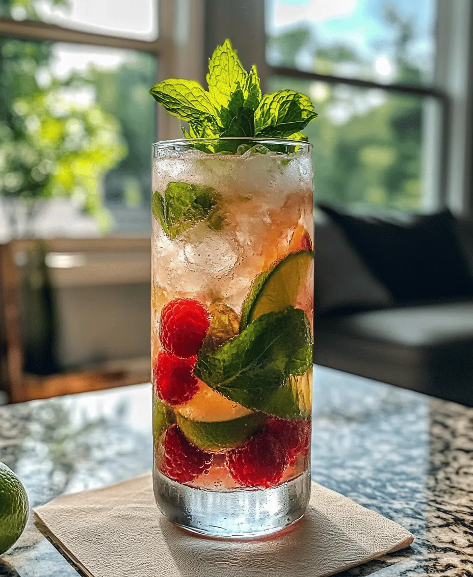 Discover the vibrant taste of summer with our Refreshing Raspberry Mojito recipe. This delightful cocktail combines the tartness of fresh raspberries, the aromatic essence of mint, and the zesty kick of lime, all perfectly balanced with the smoothness of white rum and the effervescence of club soda. Ideal for warm evenings or social gatherings, this mojito not only quenches your thirst but also adds a splash of color to your drink table. Whether you’re hosting a summer barbecue, enjoying a casual get-together with friends, or simply relaxing on your patio, this refreshing drink is sure to impress.
