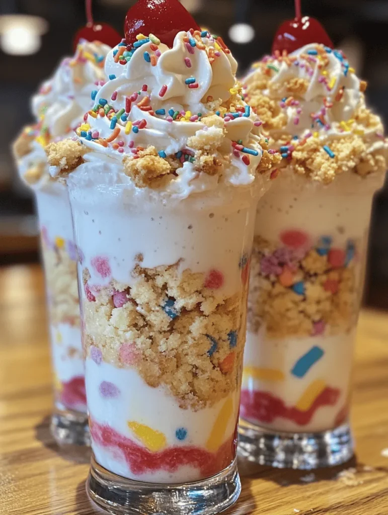 The Birthday Cake Milkshake is a delightful fusion of childhood nostalgia and indulgent flavor, perfect for celebrating special occasions or simply treating yourself to a delicious dessert. This creamy concoction brings together the classic taste of vanilla ice cream, the sweetness of cake, and the joyful crunch of rainbow sprinkles. It’s a vibrant and fun treat that encapsulates the spirit of birthday festivities, making it a favorite among both kids and adults alike.