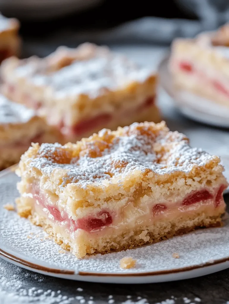 Rhubarb is a perennial vegetable that often graces dessert tables, thanks to its tangy flavor and beautiful red stalks. Although it may be mistaken for fruit, rhubarb is technically classified as a vegetable. Its tartness is perfectly balanced with sweetness when cooked, making it a popular choice for pies, jams, and, of course, custard bars. The fleeting season of rhubarb typically runs from spring to early summer, which adds to its appeal. It’s during this time that home bakers eagerly await the arrival of fresh rhubarb at local markets and grocery stores.
