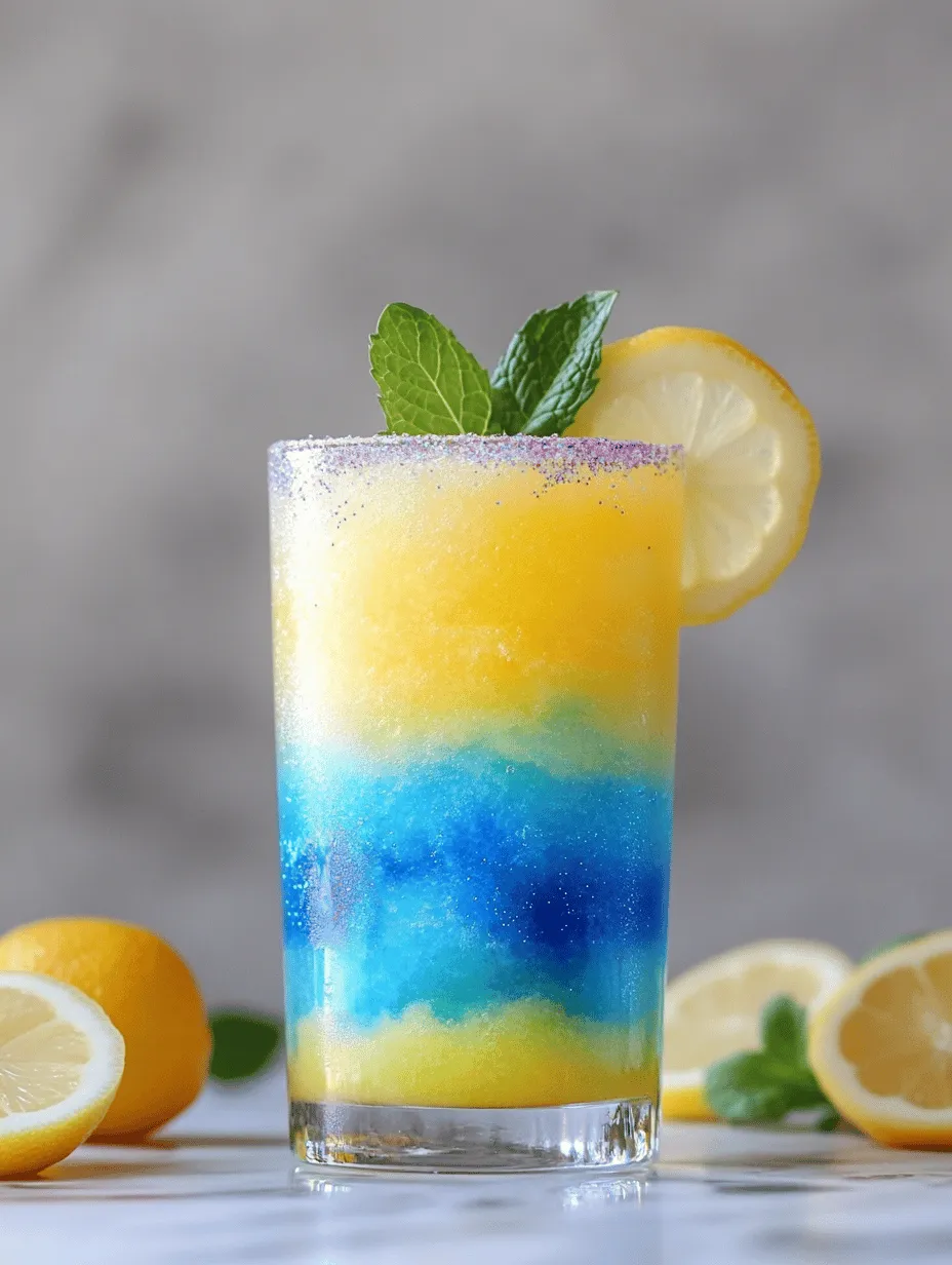 As the sun shines brighter and temperatures rise, nothing quite quenches your thirst like a refreshing drink that dazzles both the eyes and the palate. Enter the *Mermaid Lemonade Slushy Drink*, a vibrant and whimsical beverage that captures the enchanting essence of summer. With its stunning layers of blue and pink, this colorful slushy not only tastes delightful but also serves as a feast for the eyes, making it the perfect addition to summer gatherings, parties, and themed events. Imagine serving up this eye-catching drink at a beach party, a birthday celebration, or even just a cozy backyard get-together!