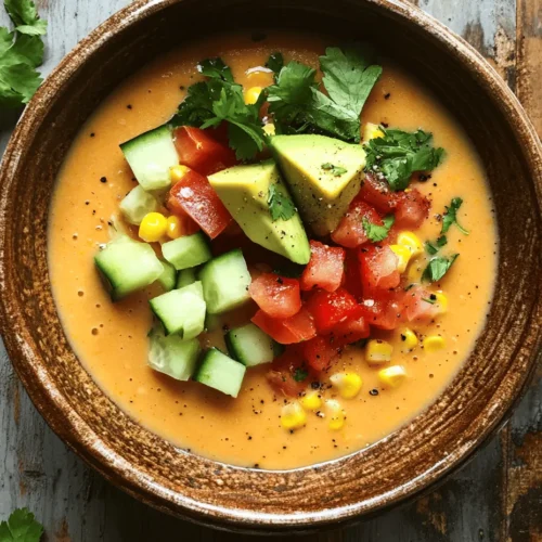 As the summer sun paints the landscape in vibrant hues and temperatures soar, the allure of chilled soups becomes irresistible. Gazpacho, a classic chilled soup hailing from the sunny regions of Spain, is the perfect dish to celebrate the season's bounty. Traditionally made with ripe tomatoes and a medley of fresh vegetables, gazpacho is a refreshing option that cools the body and tantalizes the taste buds. This recipe for Chilled Fresh Corn Gazpacho Delight elevates the classic concept by starring sweet, juicy corn, making it a must-try for summer gatherings and family meals alike.