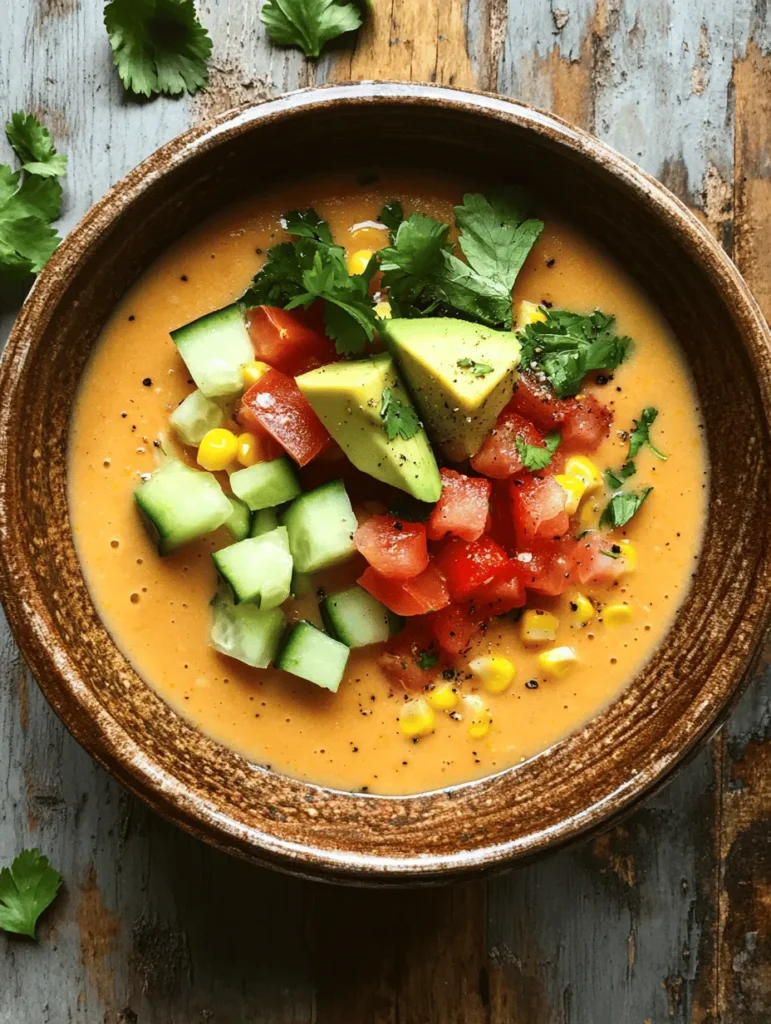 As the summer sun paints the landscape in vibrant hues and temperatures soar, the allure of chilled soups becomes irresistible. Gazpacho, a classic chilled soup hailing from the sunny regions of Spain, is the perfect dish to celebrate the season's bounty. Traditionally made with ripe tomatoes and a medley of fresh vegetables, gazpacho is a refreshing option that cools the body and tantalizes the taste buds. This recipe for Chilled Fresh Corn Gazpacho Delight elevates the classic concept by starring sweet, juicy corn, making it a must-try for summer gatherings and family meals alike.