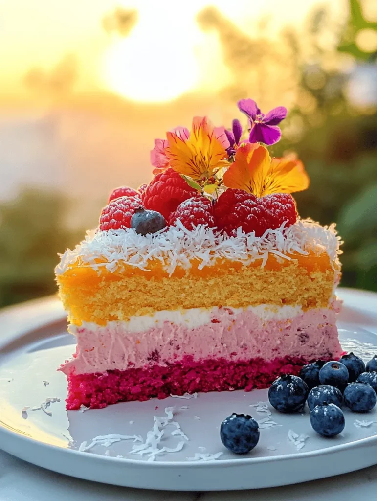 Imagine slicing into a cake that bursts with the radiant hues and flavors of a breathtaking sunset. The Sunset Cake is not just a dessert; it’s an experience that brings a piece of nature’s beauty to your table. This enchanting cake captures the essence of a warm evening sky, featuring a mesmerizing combination of citrus, fresh berries, and shredded coconut that sets it apart from traditional confections. Its vibrant colors and delightful flavors make it an ideal centerpiece for celebrations, whether you’re hosting a summer gathering, celebrating a birthday, or simply indulging in a sweet treat on a cozy afternoon.